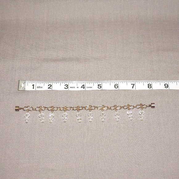 One of a Kind Handcrafted Crystal Clear Glass Faceted Bead Icicle Charm Bracelet - Picture 5 of 5